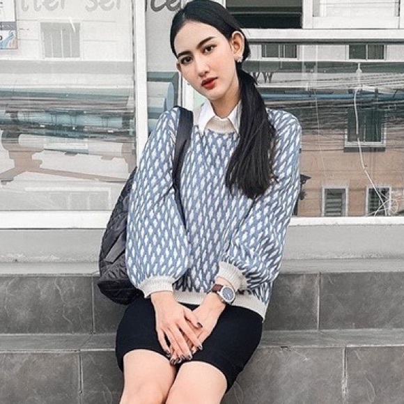 Nwot Shein Drop Shoulder Argyle Sweater 